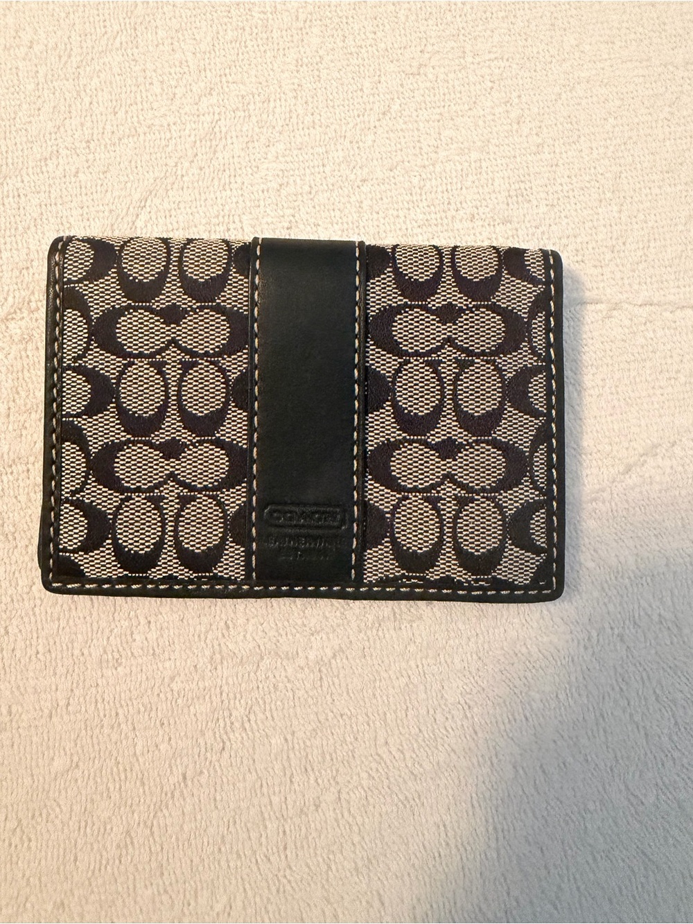 Coach Monogram Canvas Card Holder in Brown and Black